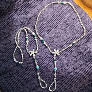 Silver and Blue Starfish Barefoot SANDALS